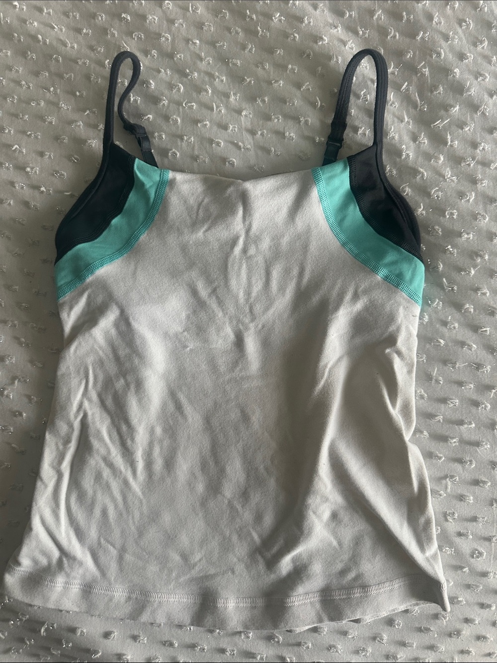 lululemon athletica White Tank with Mint and Charcoal Trim